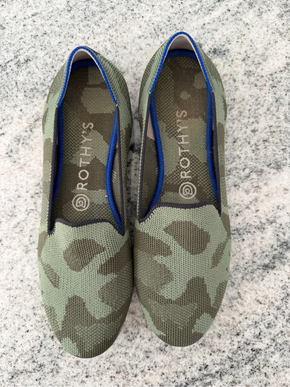 Rothy's Olive Camo Knit Slip-On Flats